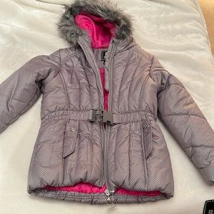 Brand new silver winter jacket with belt